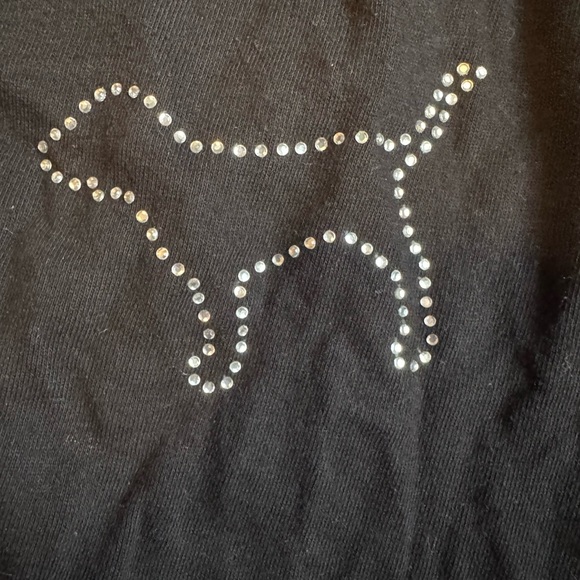 Victoria’s Secret PINK Black Sweatpants with rhinestone Dog Pattern - Picture 3 of 4